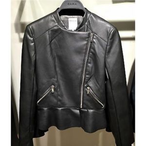 Zara faux leather black peplum jacket